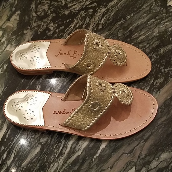 Jack Rogers Sparkle Platinum and Gold Sandals - Picture 3 of 7